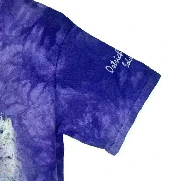 Vintage The‎ Mountain Ostrich Purple Tie-dye Big Face Shirt Size Small - Picture 5 of 9